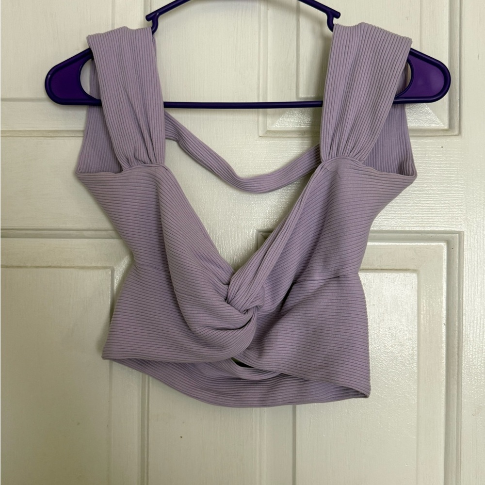 SHEIN Lilac Twist-Front Crop Top